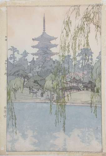 A JAPANESE WOODBLOCK PRINT BY H. YOSHIDA (1876 -1950).