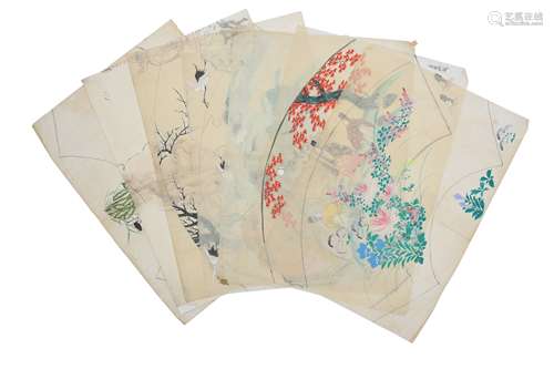 A GROUP OF JAPANESE PAINTINGS AND DRAWINGS.