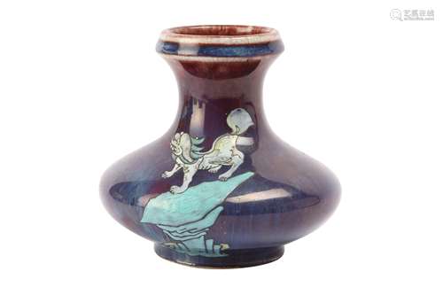 A CHINESE LATER-ENAMELLED FLAMBE VASE.