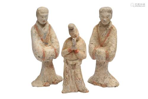 THREE CHINESE POTTERY FIGURES.