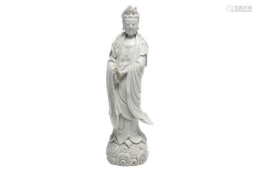 A CHINESE BLANC-DE-CHINE MODEL OF GUANYIN.