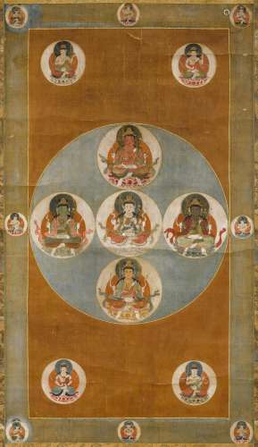 A KAKEMONO DEPICTING THE MANDARA OF THE GODAI KOKUZO BOSATSU...