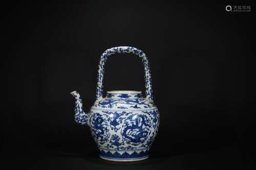Blue-and-white Loop-handled Pot