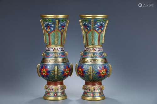 A Pair of Cloisonne Vases