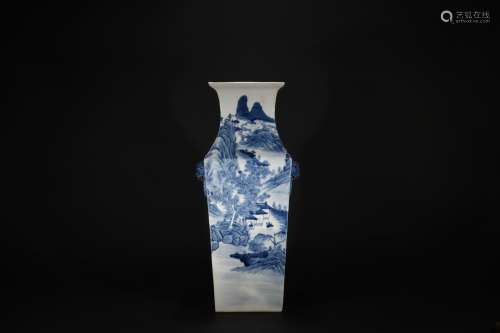 Blue-and-white Square Vase