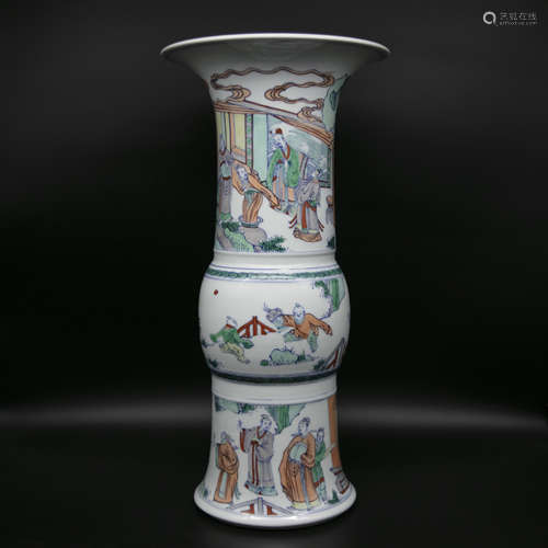 Qing kangxi style dou cai porcelain vase huagu