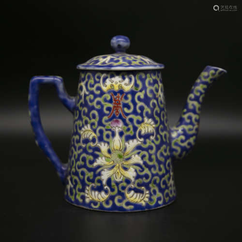 19th century dou cai porcelain tea pot