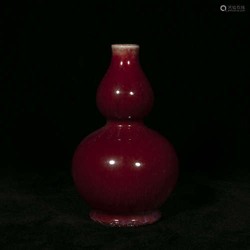 19th century red glaze gourd porcelain bottle