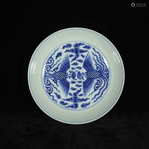 Qing guangxu style blue and white porcelain plate