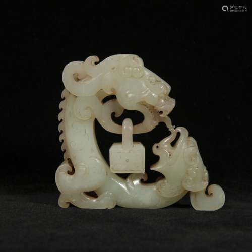 White jade dragon and phenoix seal