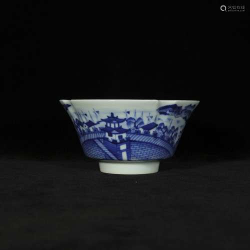 Qing jiaqing style blue and white square porcelain bowl
