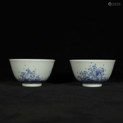 a pair of Qing gaoguang style blue and white porcelain bowls