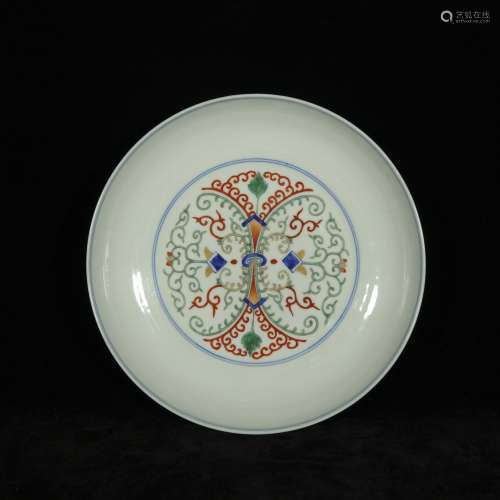 Qing Jiaqing style blue and white famille rose porcelain pla...