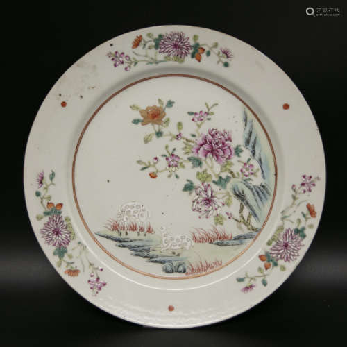18th century famille rose flower pattern porcelain plate