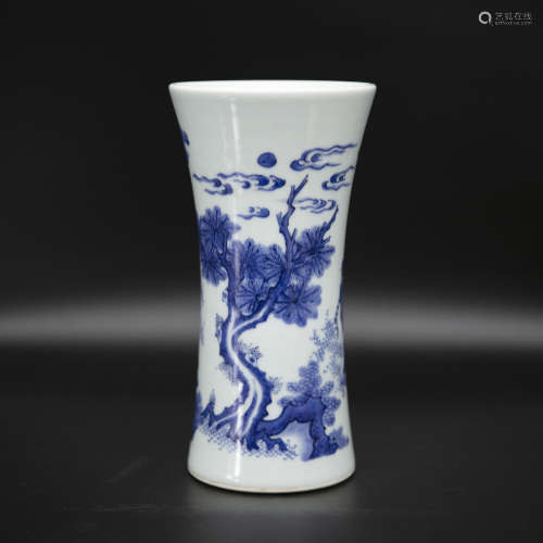 Ming style blue and white porcelain vase huagu