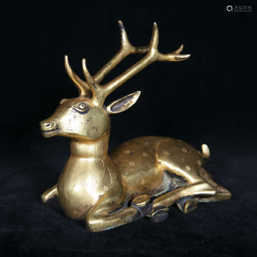 Qing gilt sculpture of deer