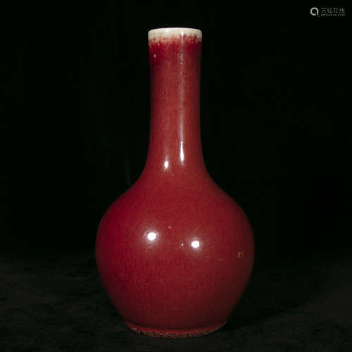 19th red glaze porcelain bottle