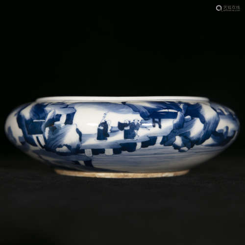 Qing Kang Xi style blue and white porcelain brush pot