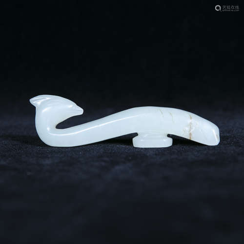 Qing white jade belt hook