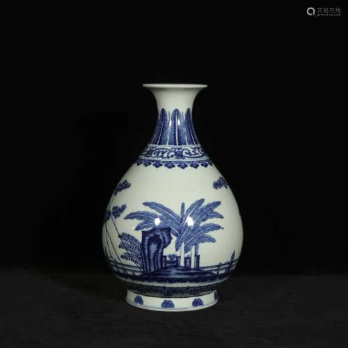 Qing guangxu style blue and white porcelain vase yuhuchun