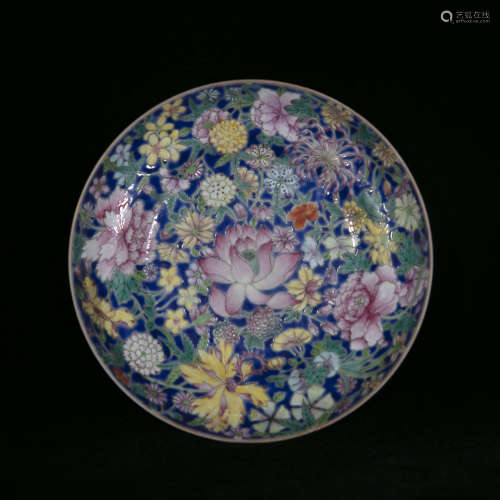 Qing style flower pattern porlcelain plate
