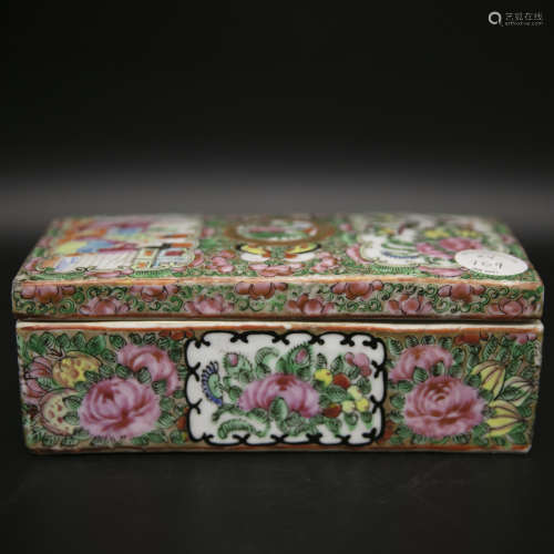 19th century canton enamel porcelain square cover box