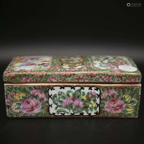 19th century canton enamel porcelain square cover box