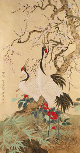 CHEN ZHIFO (1896-1962)
Peach Blossom and Two Cranes