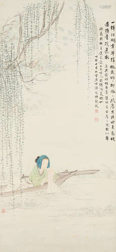 YU MING (1884-1935)
Lady Boating under Willow Tree