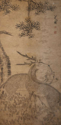 Bada Shanren (Zhu Da, 1626-1705)  Two Deer under Pine Tree