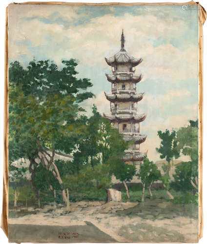 GEMÄLDE: PORZELLANPAGODE IN NANJING