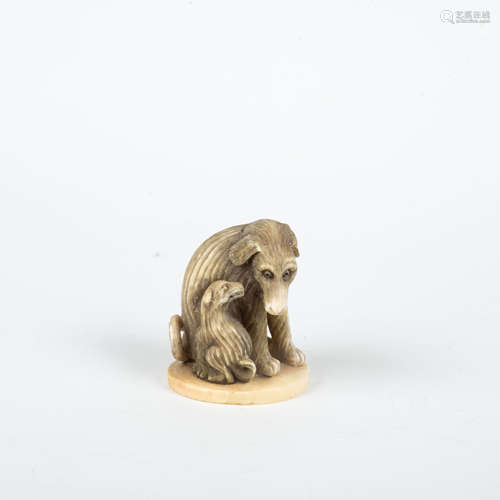 Netsuke - Zwei Hunde