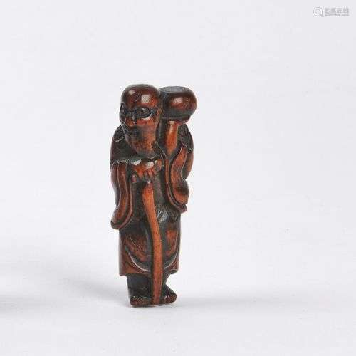 JAPON XIXe siècle Netsuke en bois, Chinnan sennin…