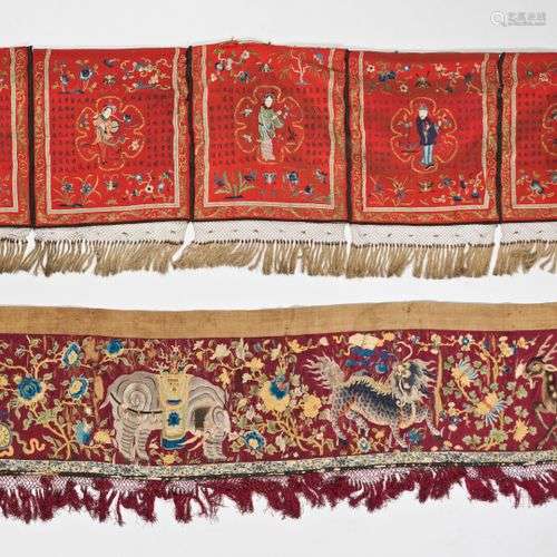 CHINE Vers 1900 Ensemble de deux textiles: Pann…