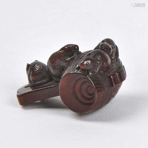 JAPON Epoque MEIJI (1868 1912) Netsuke en bois, q…