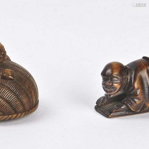 JAPON Epoque MEIJI (1868 1912) Deux netsuke en bo…