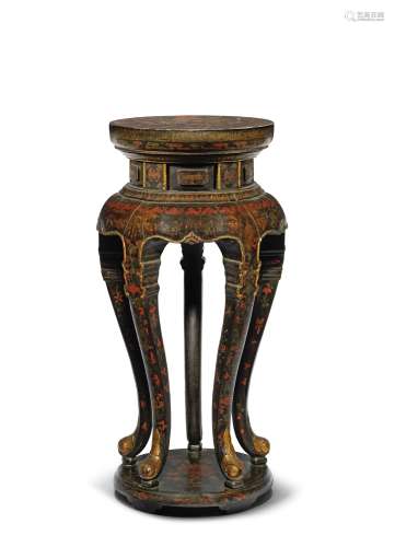 A TALL PAINTED LACQUER INCENSE-BURNER STAND, XIANGJI Mid Qin...