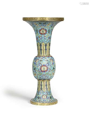 A CLOISONNÉ ENAMEL BEAKER VASE, GU Qianlong