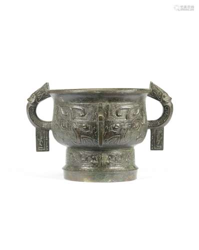 AN ARCHAISTIC BRONZE RITUAL FOOD VESSEL, GUI 18th/19th centu...