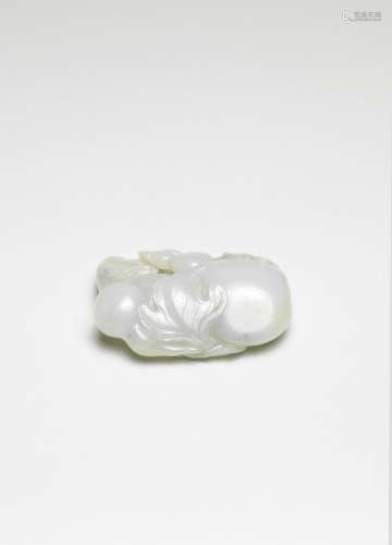 A WHITE JADE 'DOUBLE-GOURD' CARVING Mid Qing Dynasty