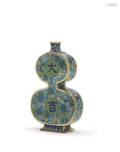 A RARE CLOISONNÉ ENAMEL AND GILT-BRONZE 'DAJI' DOUBLE-G...