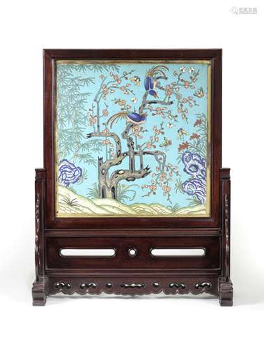 A LARGE CLOISONNÉ ENAMEL TABLE SCREEN Qing Dynasty (2)