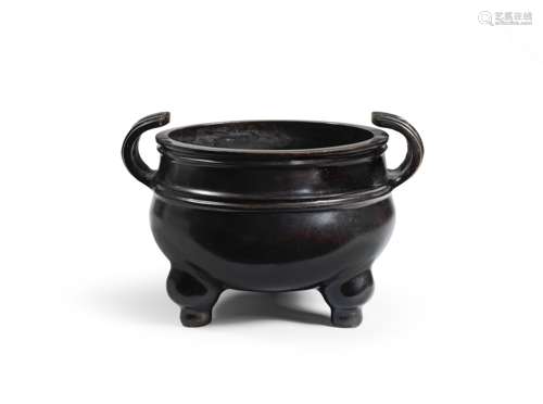 A BRONZE TRIPOD INCENSE BURNER, DING Yutang Shisou seal mark...