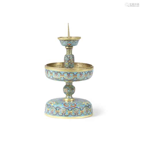 A VERY RARE CLOISONNÉ ENAMEL AND GILT-BRONZE 'TRAVELLIN...