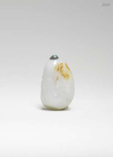 A WHITE AND RUSSET JADE 'PEBBLE' SNUFF BOTTLE Mid Qing Dynas...