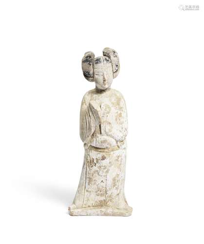 A painted pottery figure of a court lady Tang Dynasty