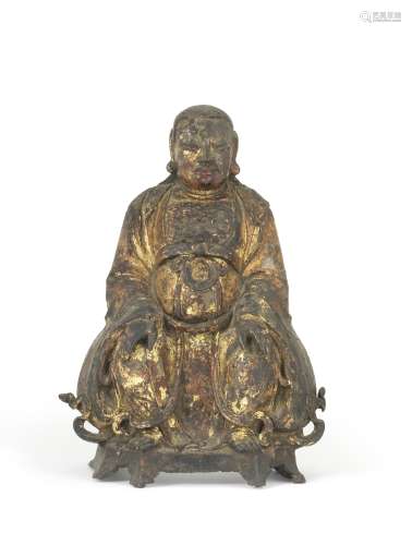 A GILT-LACQUERED BRONZE FIGURE OF ZHENWU 16th/17th century