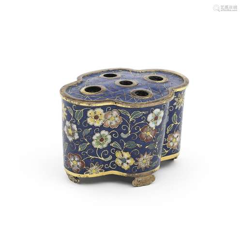 A RARE CLOISONNÉ ENAMEL AND GILT-BRONZE 'PRUNUS AND CRA...