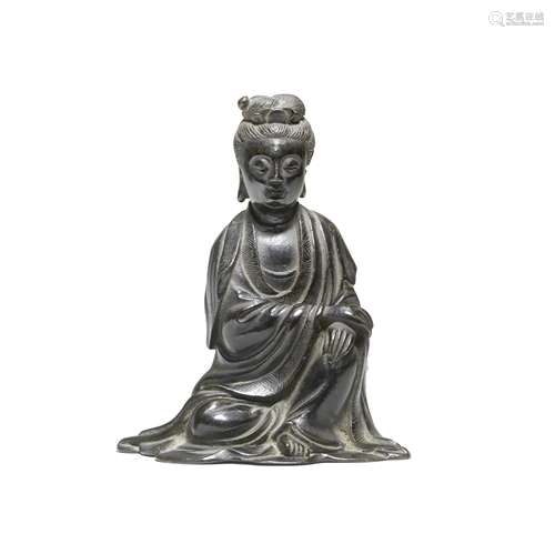 A BRONZE FIGURE OF GUANYIN 17th century (2)