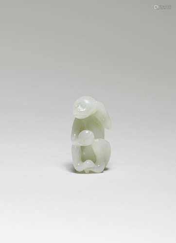 A WHITE JADE CARVING OF A MONKEY 18th century